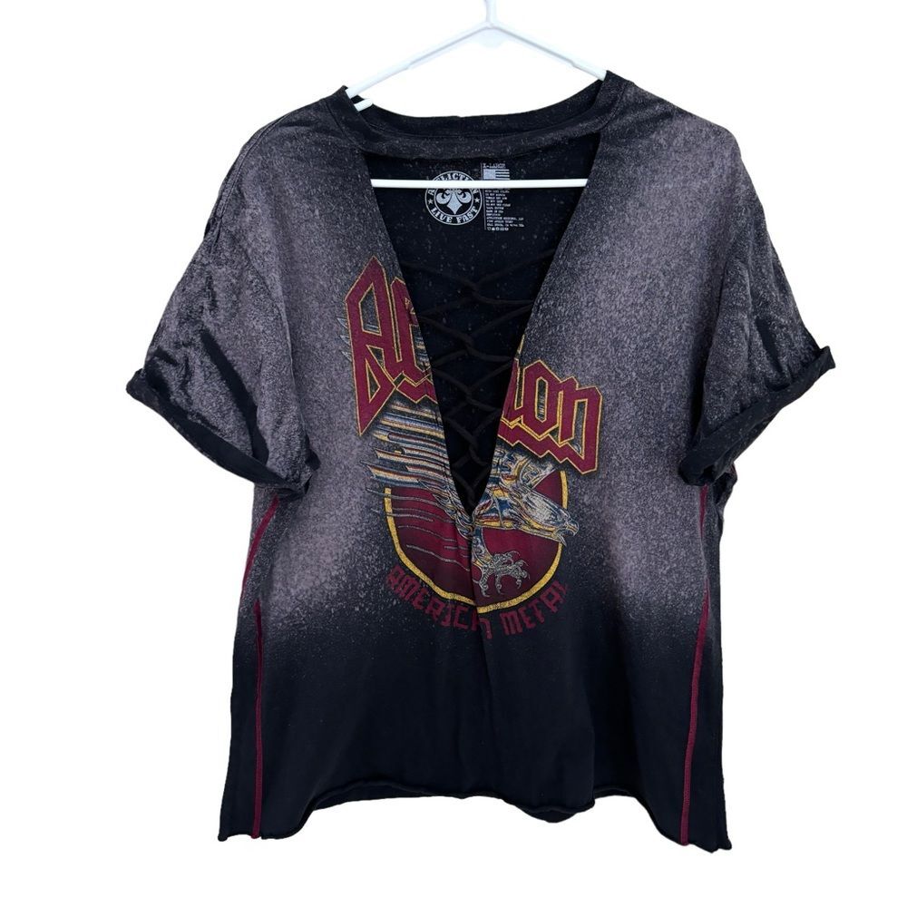 Affliction American Metal World Tour Shirt Cutout Women’s XL Y2K